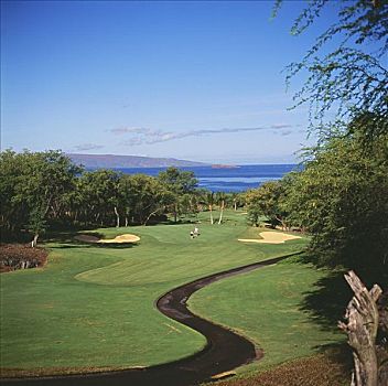 夏威夷,毛伊岛,麦肯那高尔夫俱乐部,小路,高尔夫球道