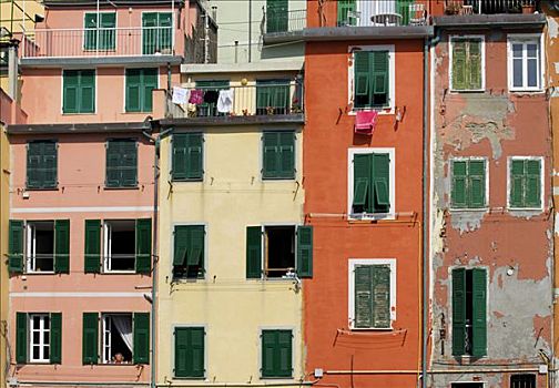 窗户,彩色,建筑,里奥马焦雷,五渔村,利古里亚,意大利,欧洲