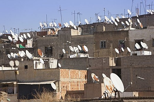 卫星天线,屋顶,摩洛哥