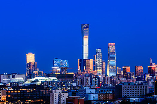 夜幕,北京,国贸,商务区,中国