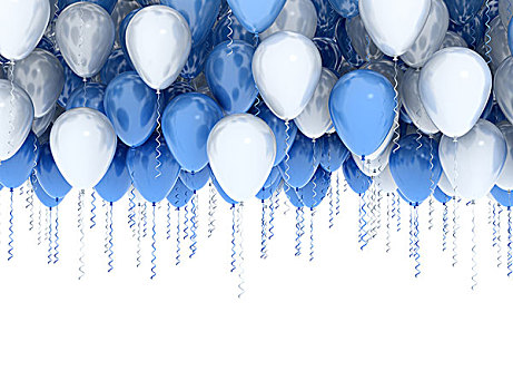 白色,蓝色,聚会,气球,隔绝,白色背景