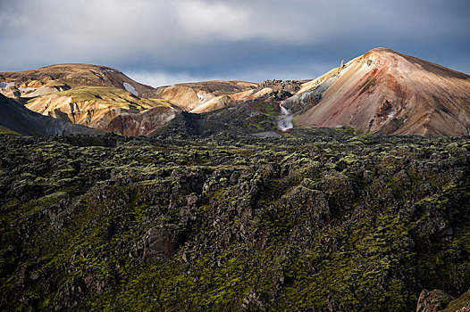 火山,流纹岩,山,熔岩原,兰德玛纳,自然保护区,冰岛高地,冰岛,欧洲