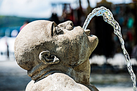 喷泉,雕塑,滴水兽,康士坦茨湖,巴登符腾堡,德国,欧洲