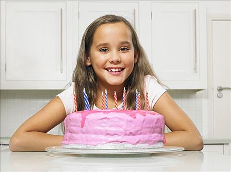 女孩,肖像,生日蛋糕