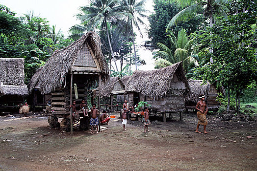 巴布亚新几内亚,岛屿,乡村,传统,小屋,山药,房子