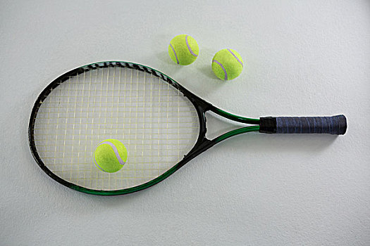 俯视,网球,球拍,白色背景,背景