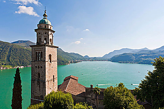 圣玛丽亚教堂,湖,卢加诺,提契诺河,瑞士,欧洲