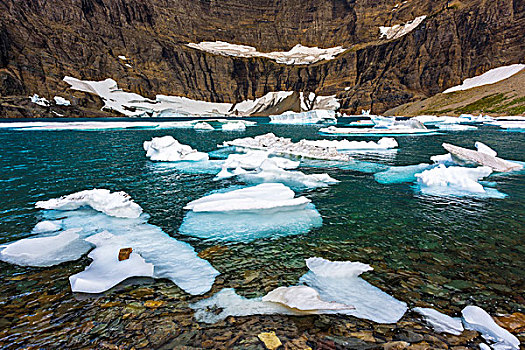 冰山,湖,许多,冰河,冰川国家公园,蒙大拿,美国