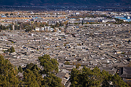 云南,丽江古城,俯拍,全景