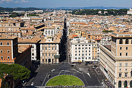 风景,威尼斯广场,城市,罗马,天际线,意大利