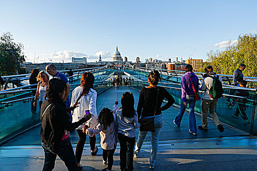 千禧桥,大教堂,伦敦,英格兰,英国,欧洲