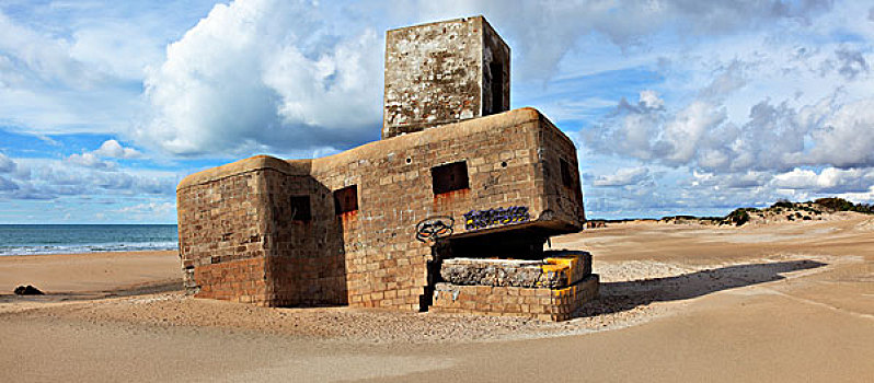 遗址,石头,建筑,海滩,靠近,安达卢西亚,西班牙