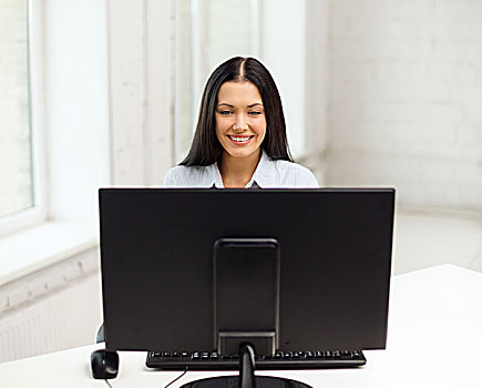 办公室,商务,教育,科技,互联网,概念,微笑,职业女性,学生,电脑