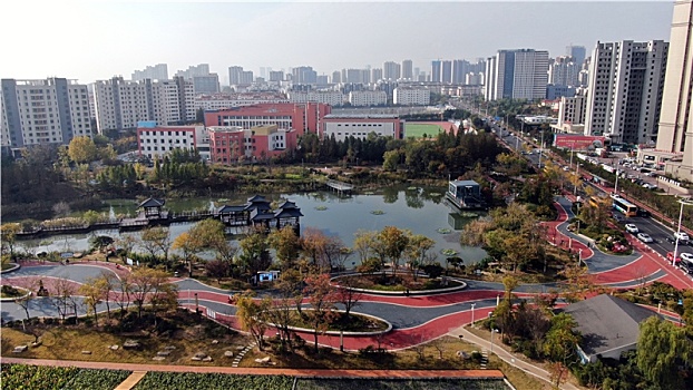 山东省日照市,深秋时节的城市公园色彩斑斓