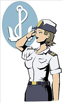 特写,女性,海军,敬礼