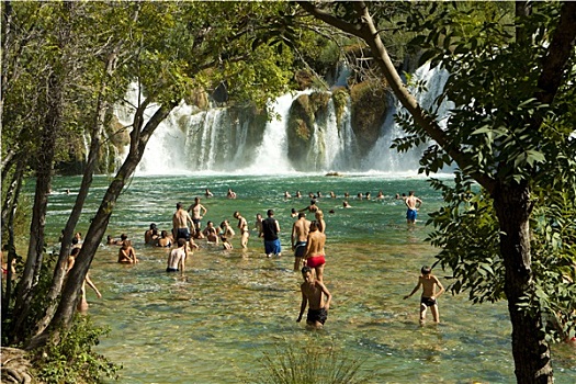 旅游,卡尔卡,瀑布,克罗地亚
