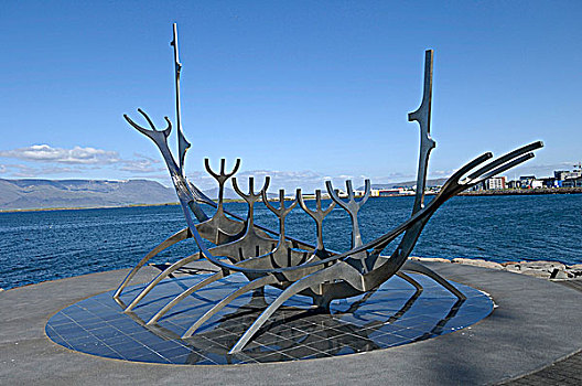 冰岛,雷克雅未克,维京,船,雕塑