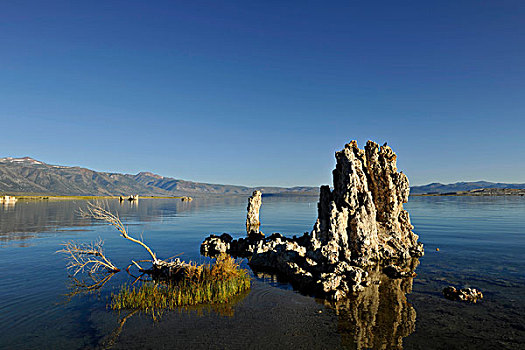 石灰华,石头,岩石构造,南,区域,莫诺湖,盐,湖,内华达山脉,加利福尼亚,美国