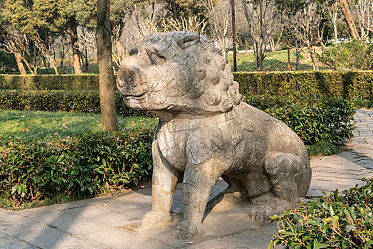 南京明孝陵石象路景区石狮子雕塑