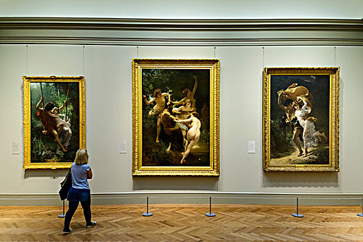 女人,看,绘画,室内,大都会艺术博物馆,曼哈顿,纽约,美国