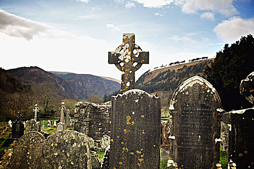 老,墓碑,格兰达洛,威克洛郡,爱尔兰