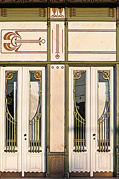 新艺术,风格,装饰,门,卡尔斯,亭子,城市,火车站,1898年,维也纳,奥地利