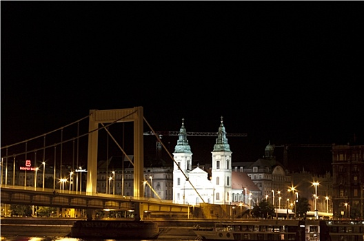 桥,布达佩斯,夜晚
