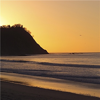 海岸,哥斯达黎加,日落