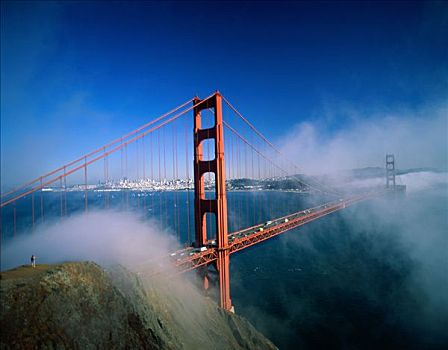 金门大桥,薄雾,雾,旧金山,加利福尼亚,美国