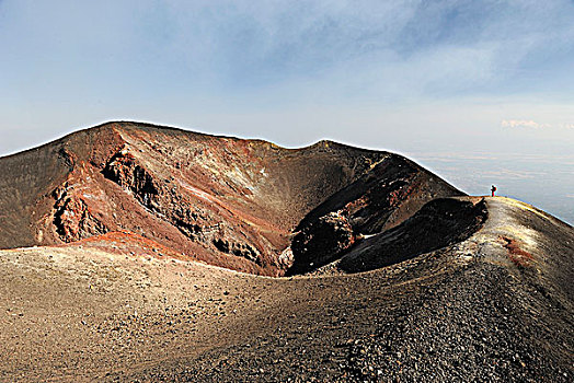 意大利,西西里,埃特纳火山,火山,火山口,靠近