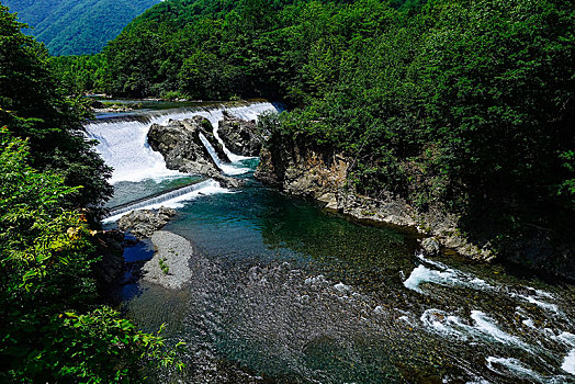 瀑布,乡村,北海道,日本