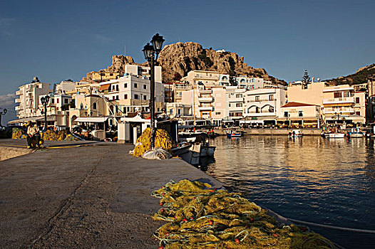 港口,喀帕苏斯岛,爱琴海岛屿,多德卡尼斯群岛,爱琴海,希腊,欧洲