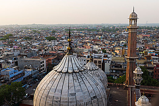 风景,新德里,尖塔,大清真寺,德里,印度