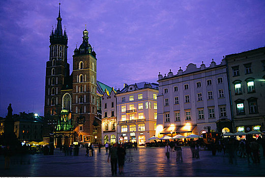 市场,广场,圣玛丽教堂,克拉科夫,波兰