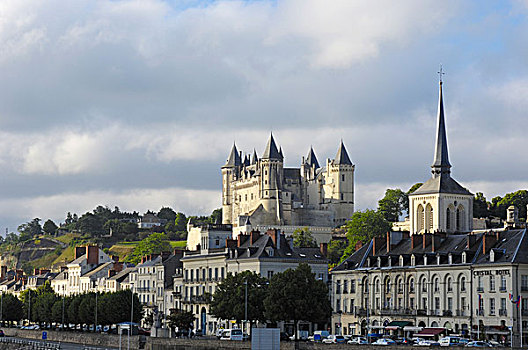 索米尔,城堡,教堂,缅因与卢瓦省,卢瓦尔河谷,法国,欧洲