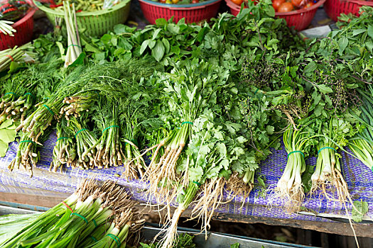 翠绿,蔬菜,湿,市场