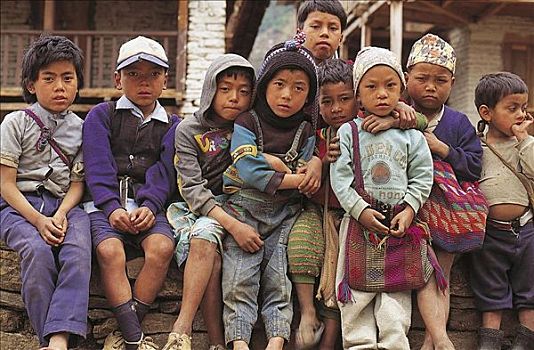 男孩,孩子,尼泊尔,亚洲