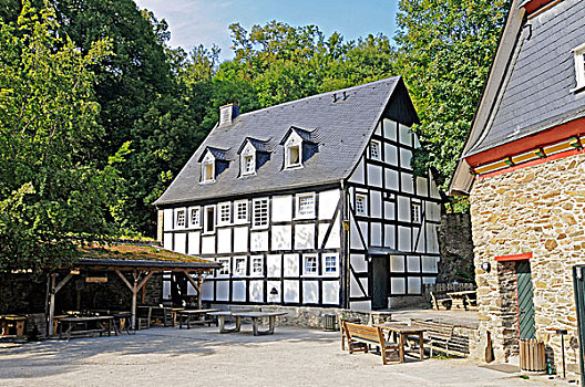 半木结构房屋,城堡,青年饭店,自然,公园,藻厄兰,北莱茵威斯特伐利亚,德国,欧洲