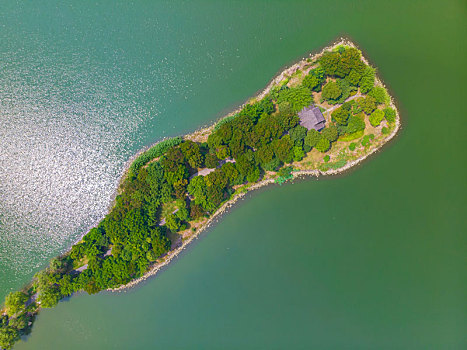 湖北,黄冈,遗爱,夏日,航拍,风光