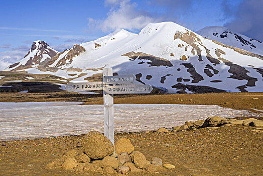 标志物,后面,山,冰岛,欧洲