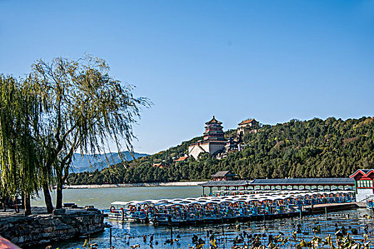 北京颐和园昆明湖畔万寿山