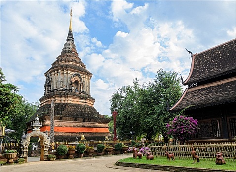 古老,木质,庙宇,清迈,泰国