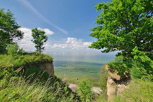 风景,陡峭,堤岸,长途,骑自行车,小路,波罗的海,北德