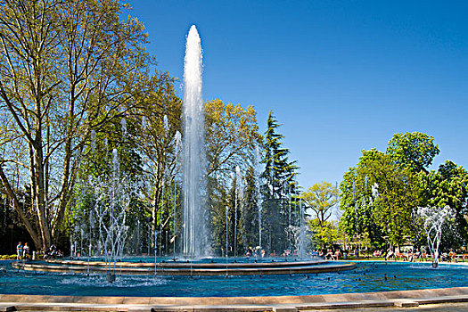 喷泉,水,游戏,玛格丽特岛,布达佩斯,匈牙利,欧洲