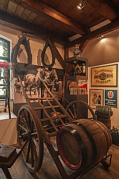 小,酒厂,运输,木桶,19世纪,博物馆,中间,弗兰克尼亚,巴伐利亚,德国,欧洲