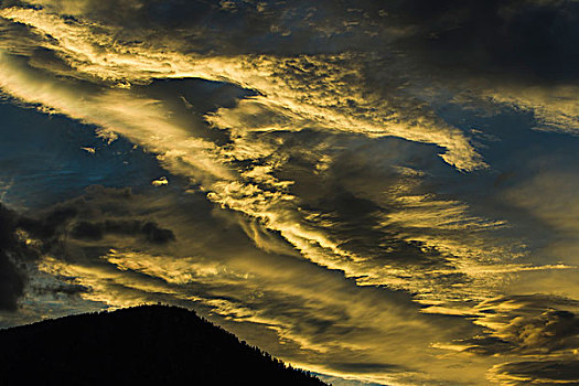 日落,曼莫斯湖,加利福尼亚,风,云