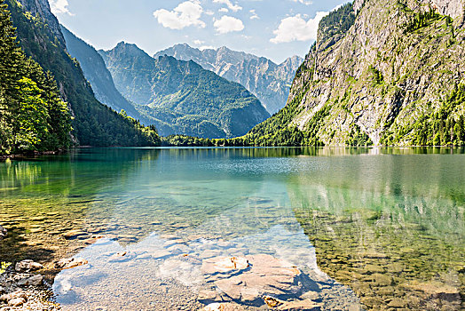 奧伯湖地区,背影,瓦茨曼山,山景,贝希特斯加登阿尔卑斯山,国家公园,上巴伐利亚,巴伐利亚,德国,欧洲