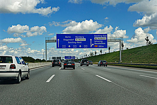 高速公路,标识,公路,慕尼黑,巴伐利亚,德国,欧洲