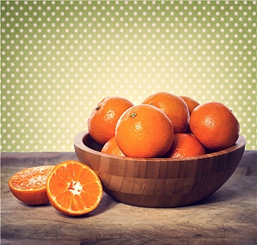 柑橘,木碗
