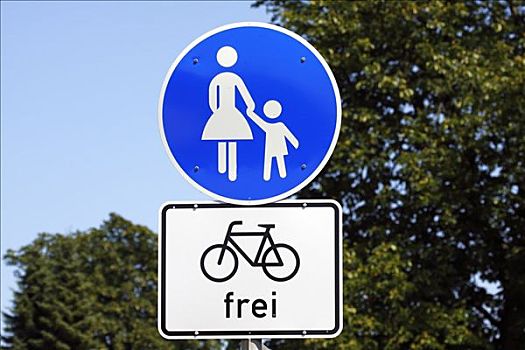 交通标志,组合,小路,自行车道